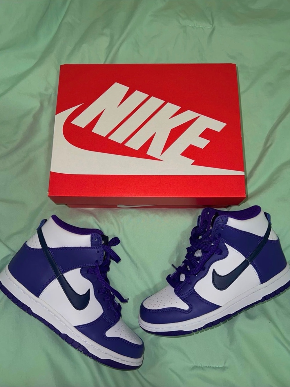 Nike Purple, White and Black High-Top Sneakers